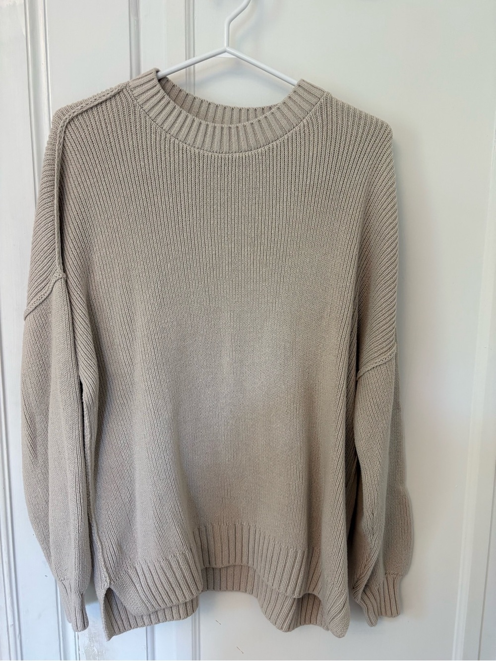 Hollister Cozy Crewneck Sweater in Light Taupe